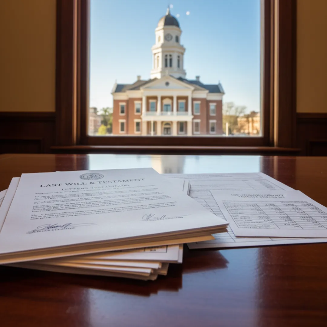 Estate paperwork and probate filings near Montgomery County Courthouse