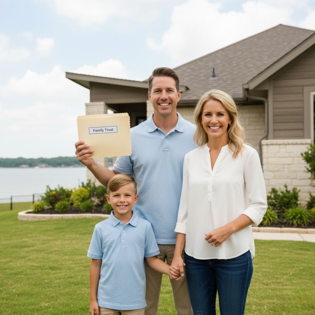 Family in Lake Conroe, TX celebrating completion of their family trust plan.