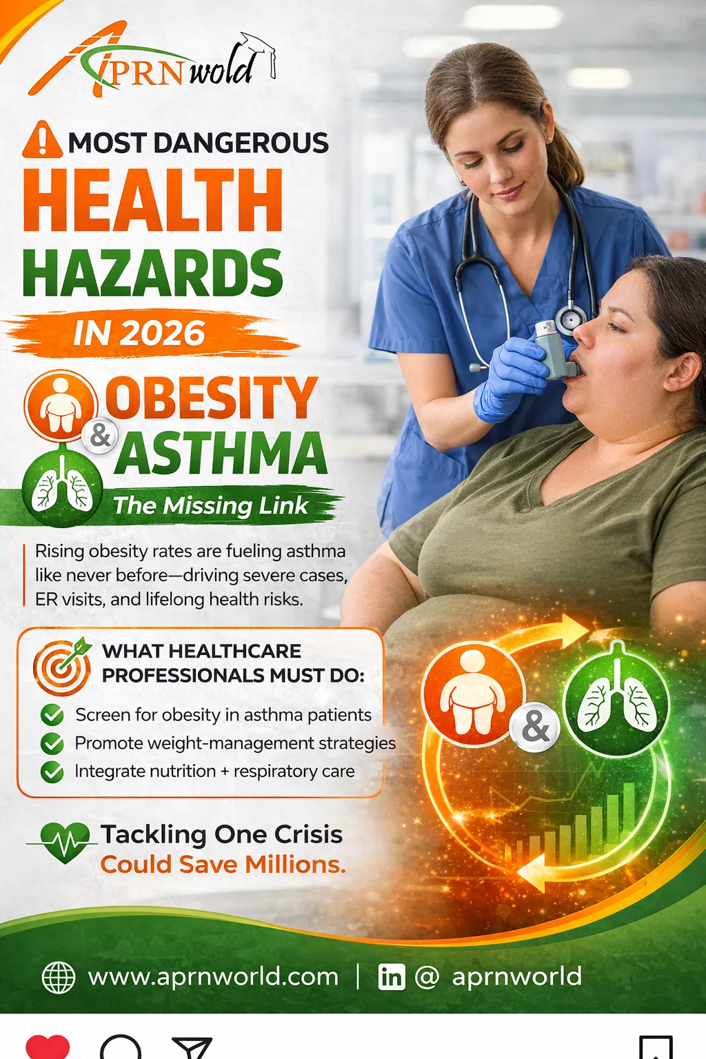 Healthcare professional analyzing obesity-related asthma showing link between metabolic inflammation and uncontrolled asthma