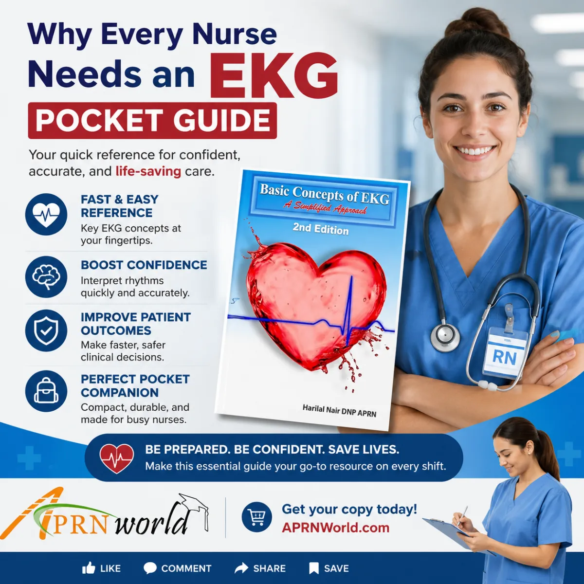 Why Every Nurse Needs an EKG Pocket Guide – APRN World Basic Concepts of EKG: A Simplified Approach for ECG interpretation, rhythm analysis, and cardiac monitoring
