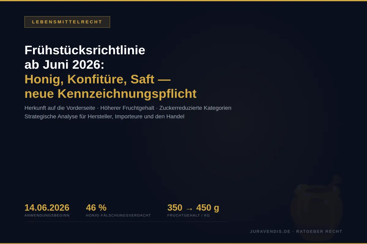 Frühstücksrichtlinie ab Juni 2026: Honig, Konfitüre, Saft — neue Kennzeichnungspflicht | juravendis