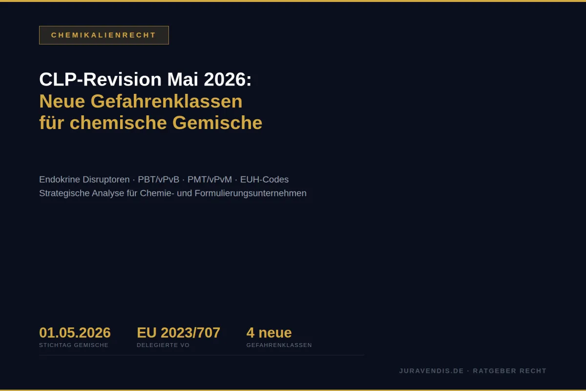 CLP-Revision Mai 2026: Endokrine Disruptoren, PBT, PMT — Neue Einstufungspflicht für Gemische | juravendis