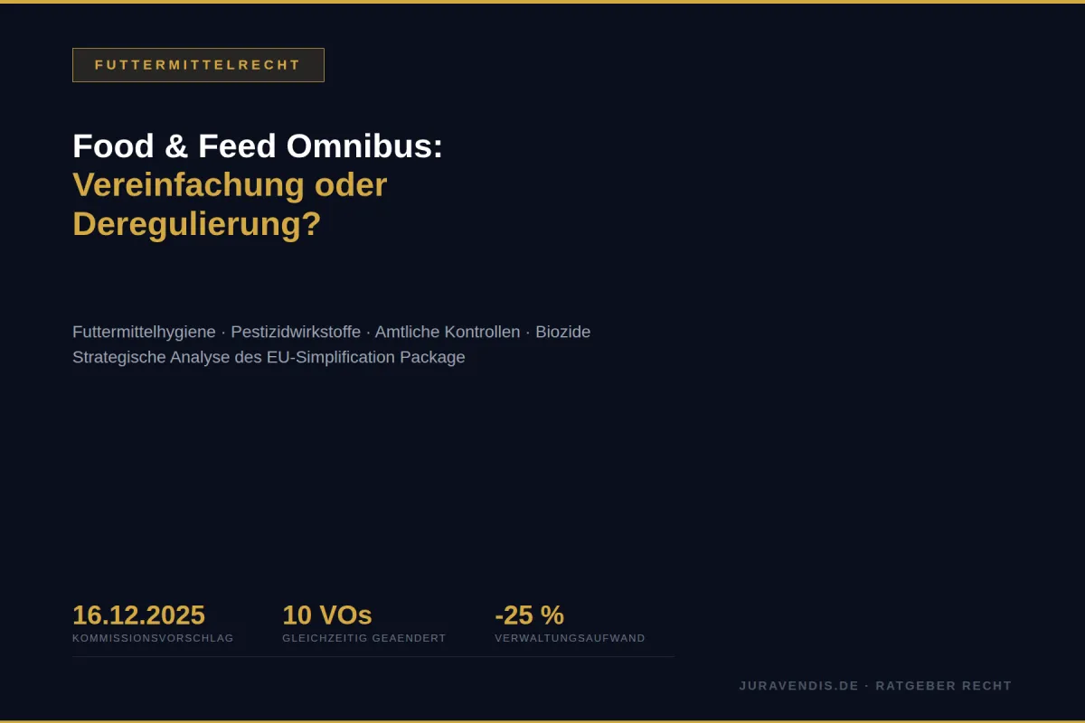 EU Food & Feed Omnibus 2026: Futtermittelhygiene, Pestizide, Kontrollen — Was sich ändert | juravendis