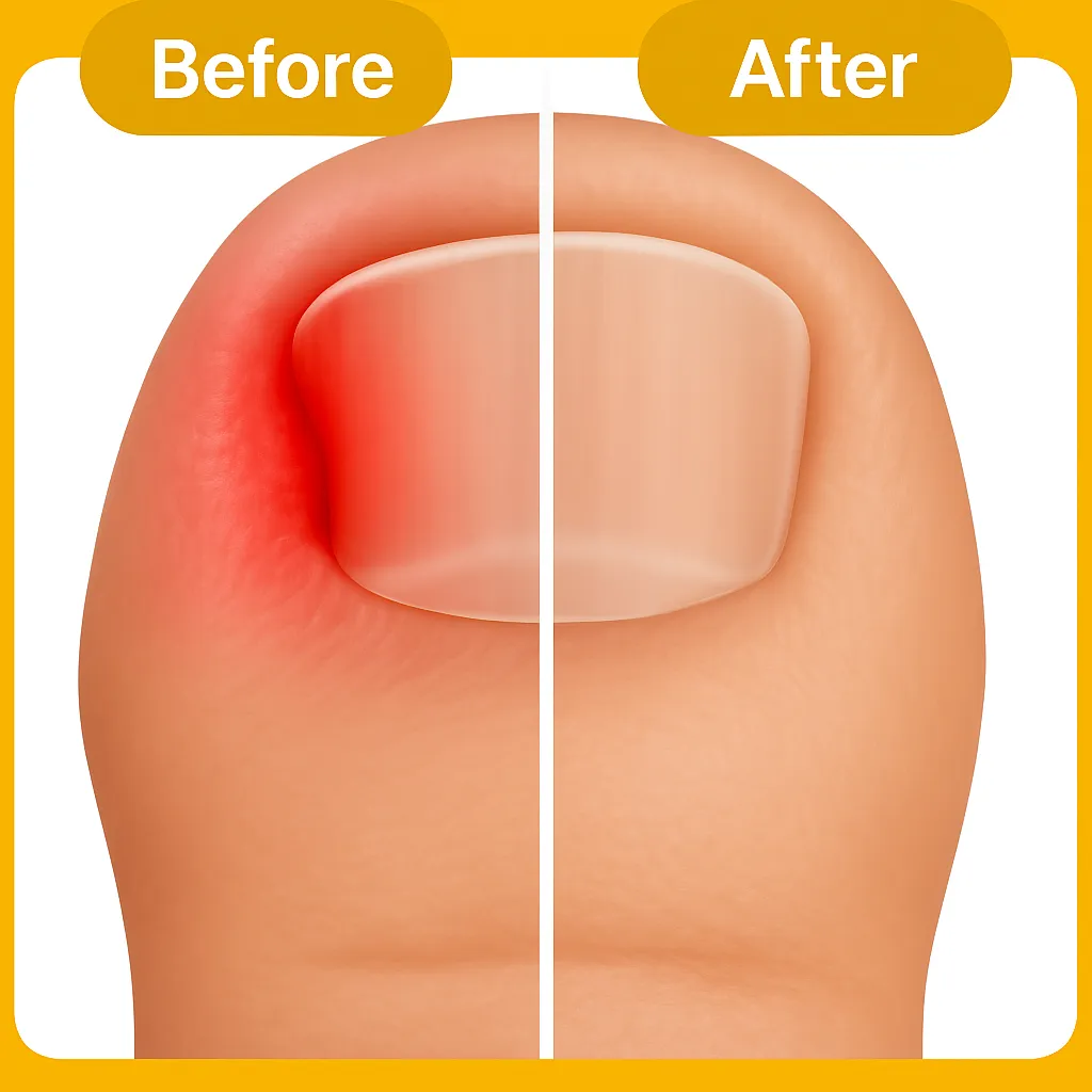 Before and after ingrown toenail removal and nail surgery results