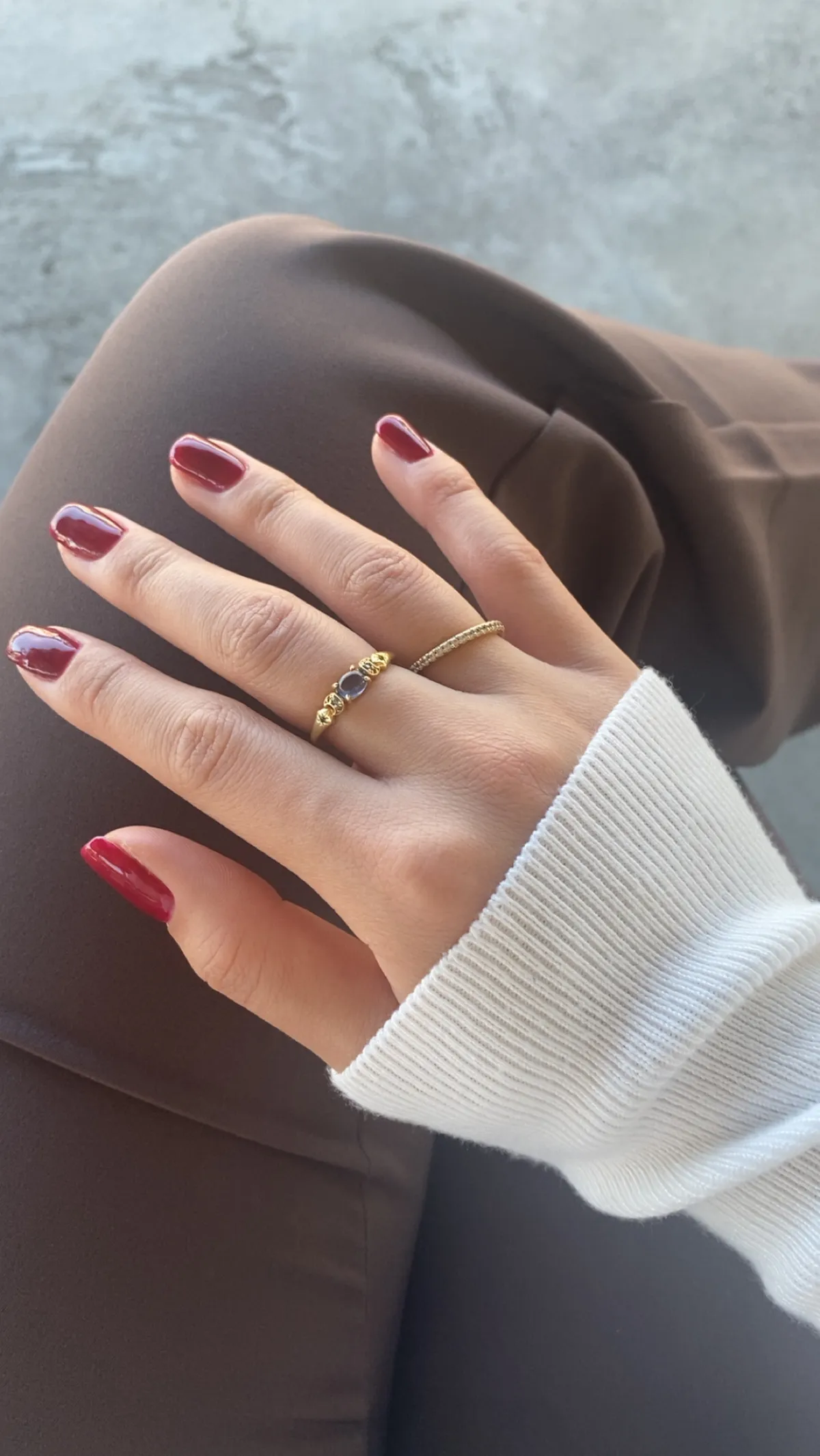 Red Russian manicure on natural nails by Bare & Polished Sydney