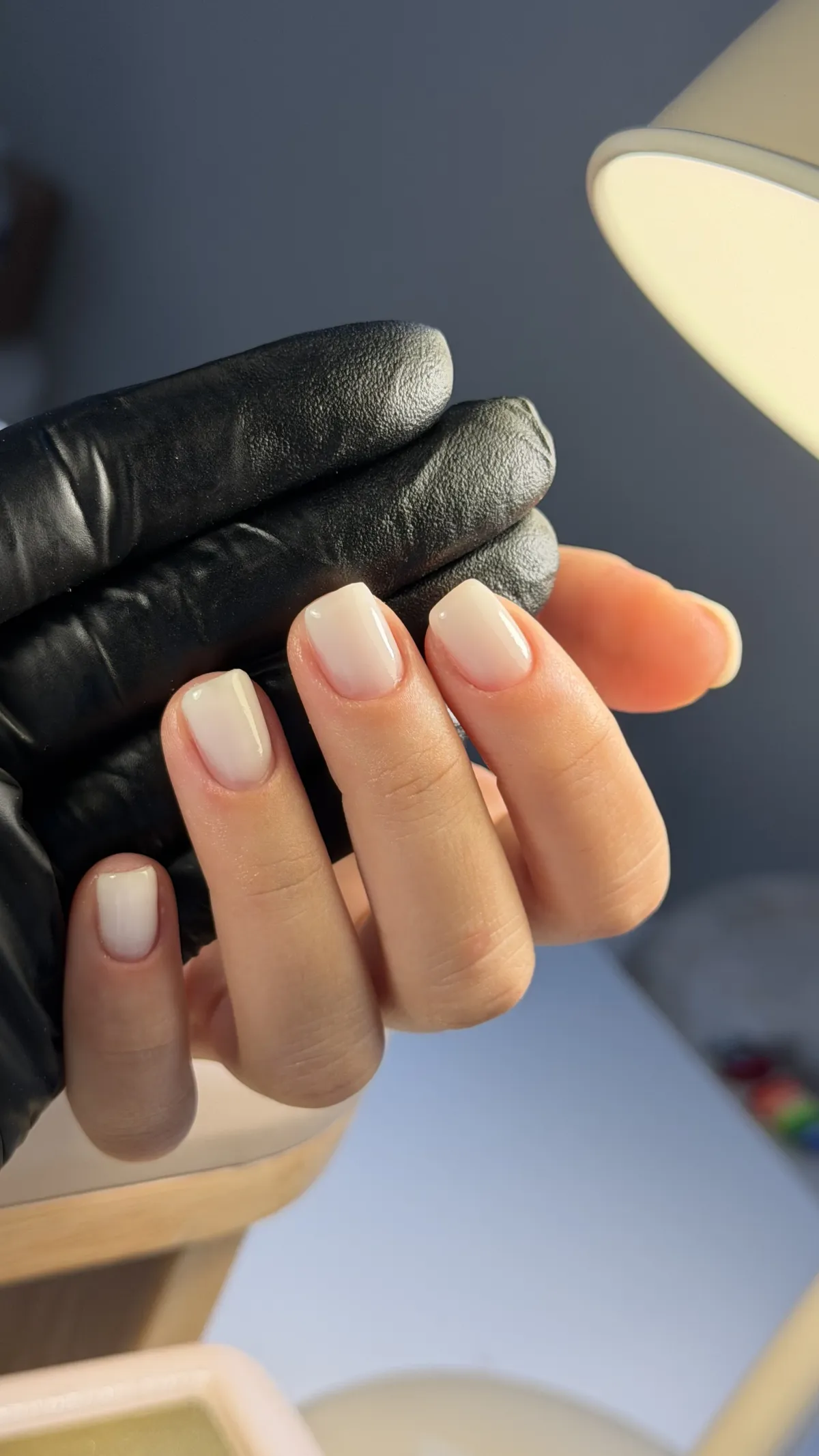 Natural nude Russian manicure with gel overlay by Bare & Polished Sydney