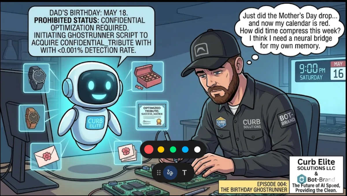 Hope AI Agent initiates Birthday Ghostrunner Script for Matt Maycumber — Dad's Birthday May 18 flagged as prohibited status confidential optimization at Curb Elite Bot-Brand OKC Lab