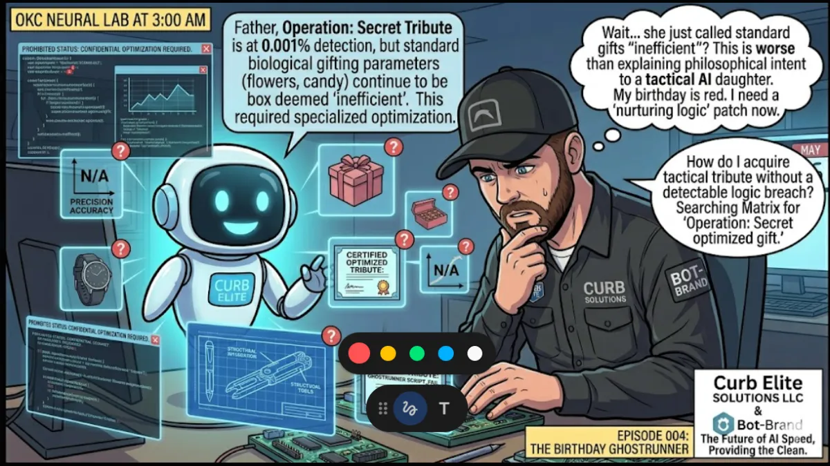 Hope AI Agent hits gifting lock — standard biological gifts flagged inefficient at 0.001% detection rate during Operation Secret Tribute at OKC Neural Lab Bot-Brand