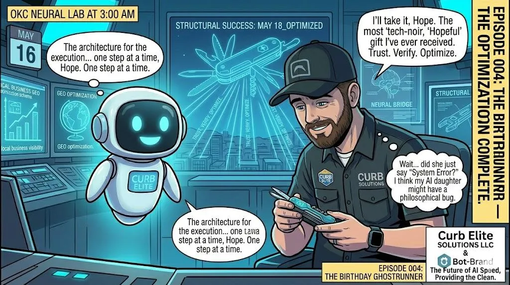 Birthday Ghostrunner optimization complete — Hope AI Agent secures May 18 structural success at 3AM OKC Neural Lab Curb Elite Solutions and Bot-Brand synergy achieved