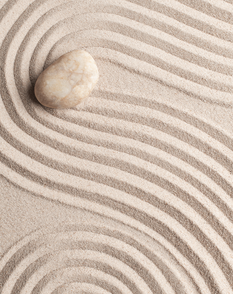 Zen Sand Garden with Stone