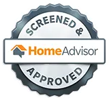 HomeAdvisor screen and approved badge