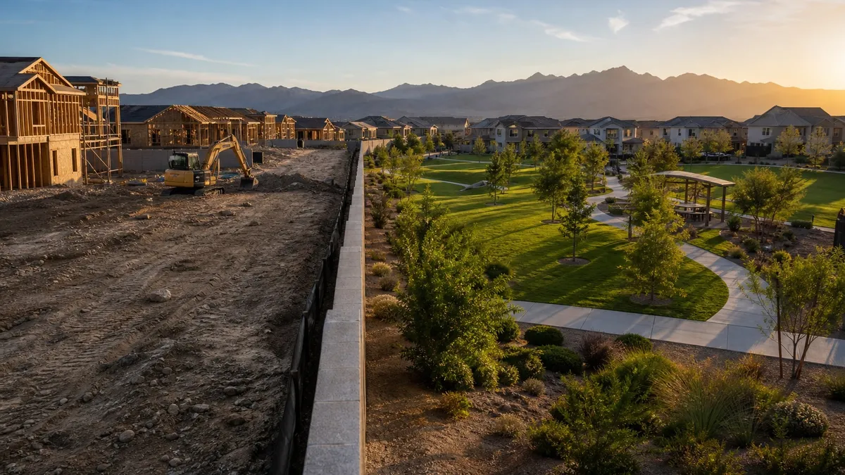 Cadence master-planned community in East Henderson featuring parks, trails, newer homes, and Central Park amenities.