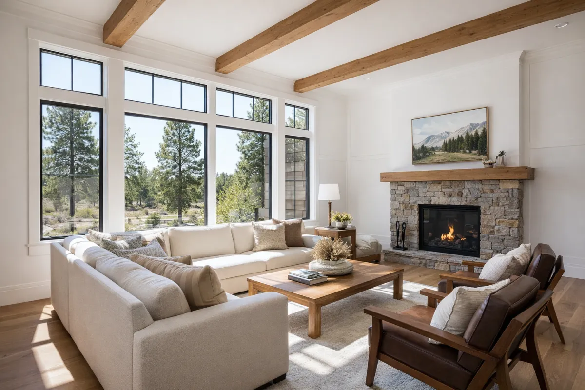 High-end interior painting for a bright living room in a Westside Bend home