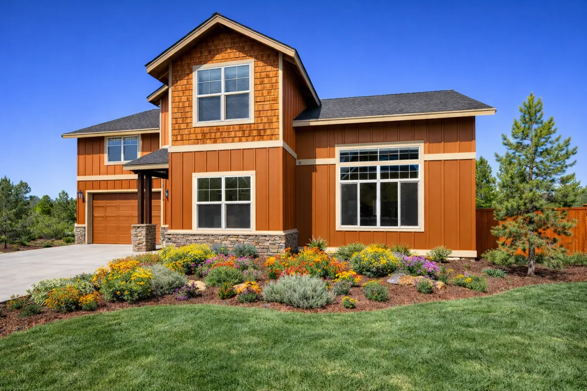 UV and weather-proof exterior house painting protecting a Central Oregon home from the sun