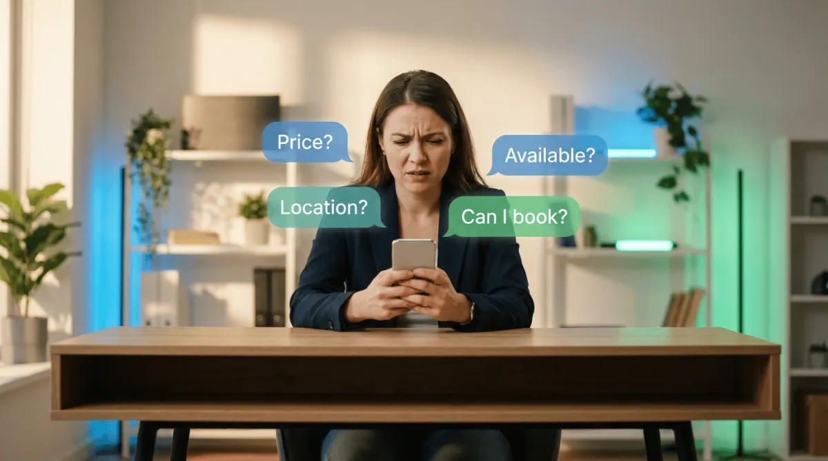 Clean UI mockup of AI inbox and calendar booking