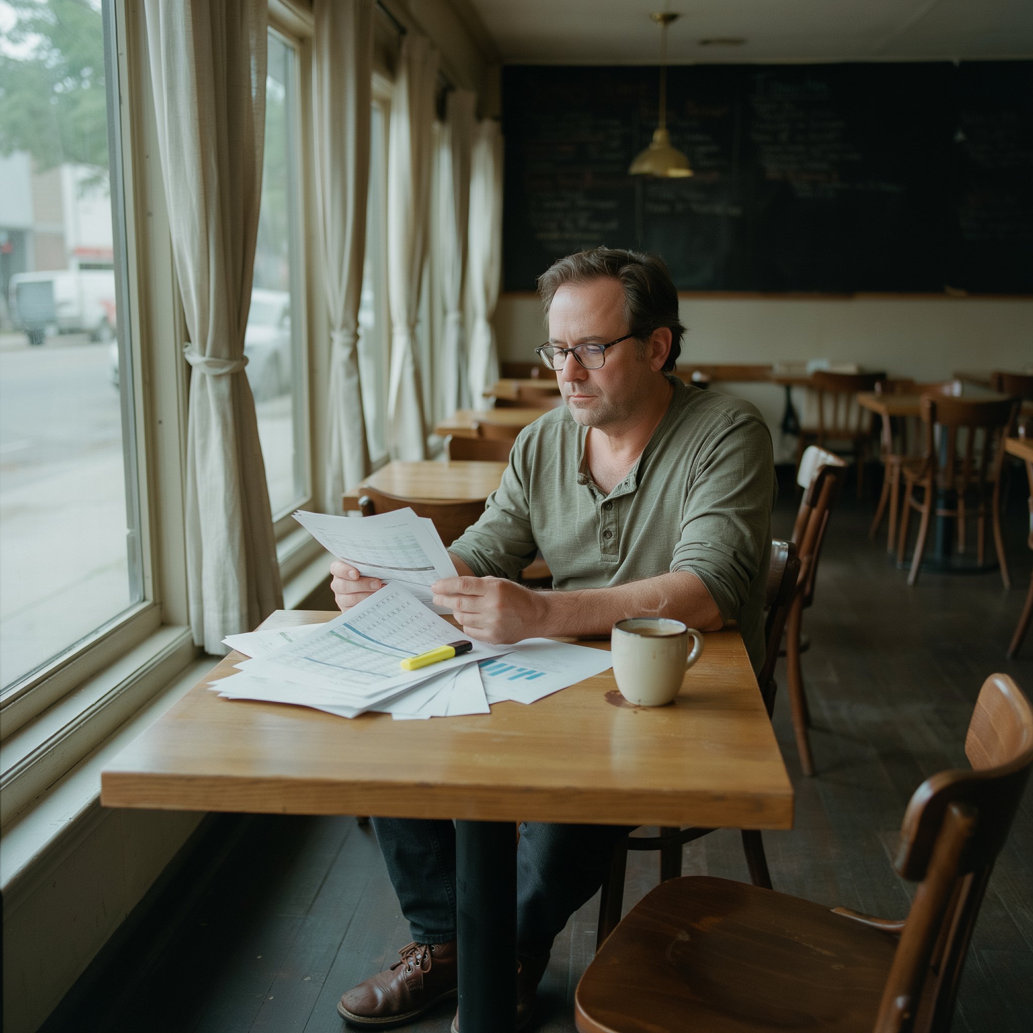 A restaurant operator analyzing check averages and revenue data to improve profitability without adding more covers.