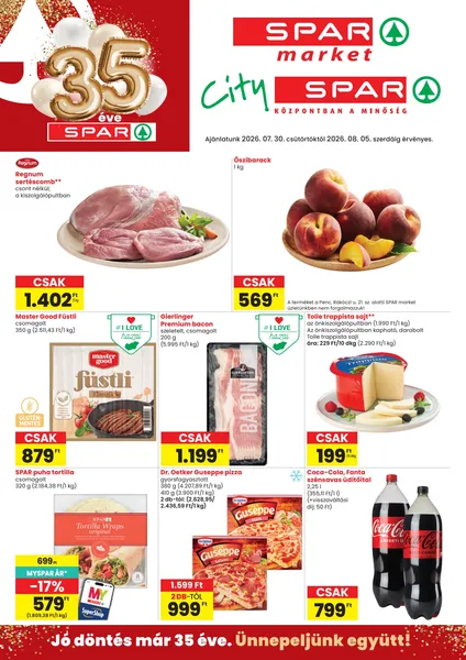 SPAR akciók Üllőn 2026. július 30. és augusztus 5. között