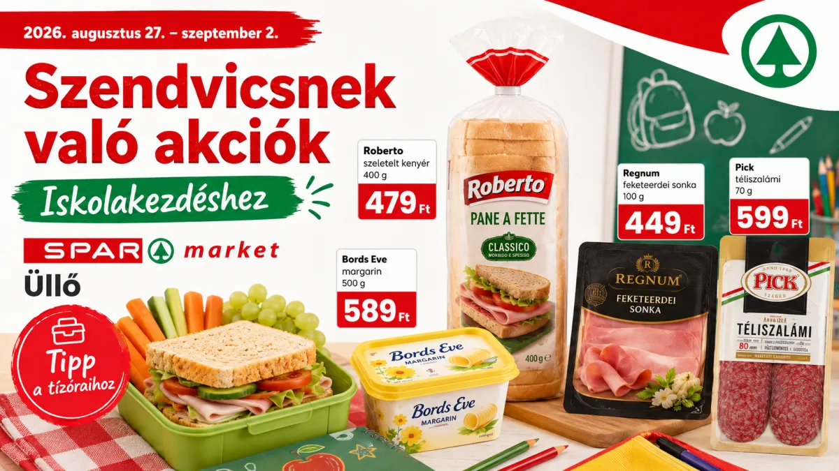 Szendvicsalapanyagok akciósan az iskolakezdéshez Üllőn