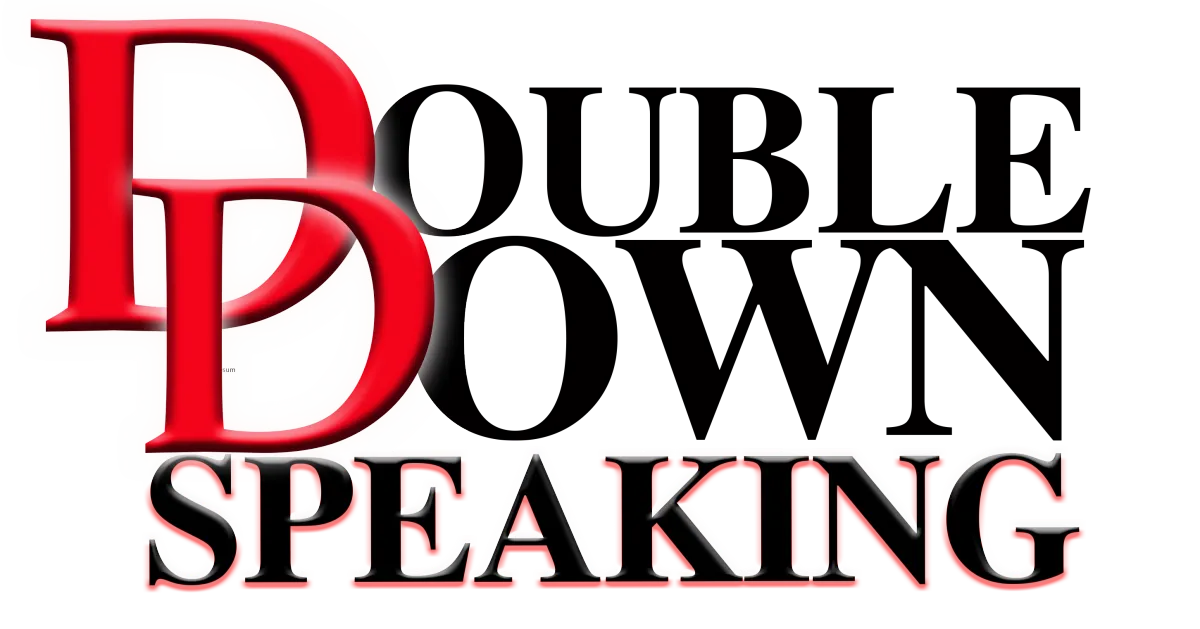 Double Down Speaking logo in red and black