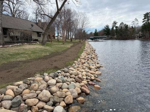 Shoreline Rock Installation in Pequot Lakes
