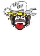 Monkey emblem with a wrench, text reading EE Thomas Garage — 217-787-0115 — Don't Monkey Around, Trust is a Must!