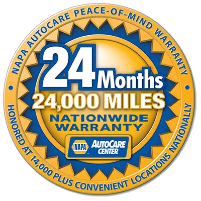 24 months 24,000 miles nationwide warranty, NAPA autocare center