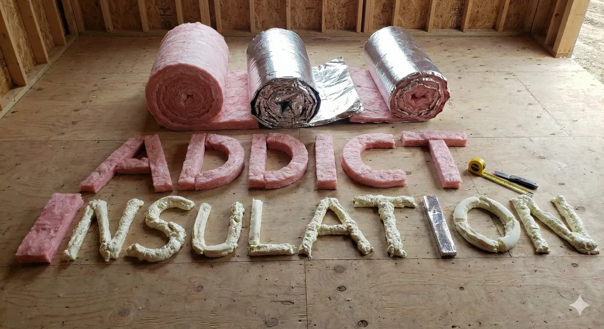 Insulated attic space with wooden beams and skylights.