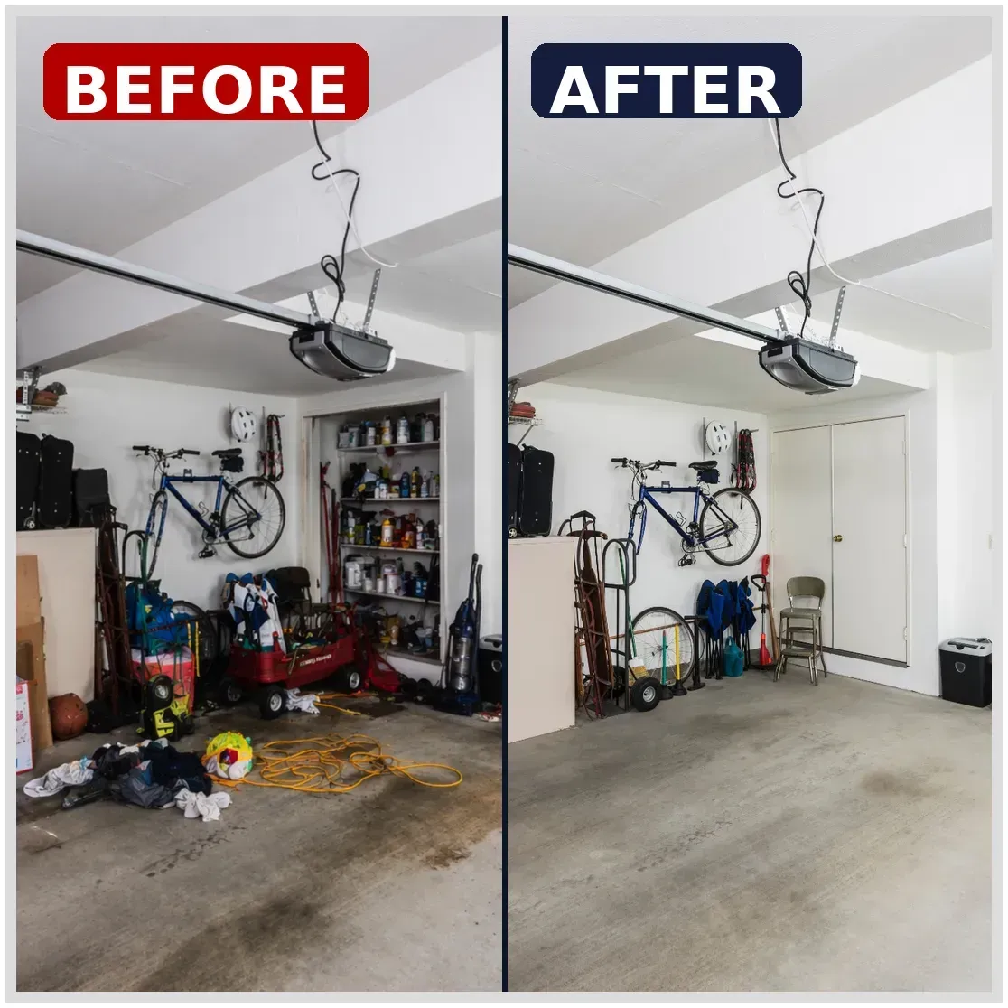 Garage floor after pressure washing.