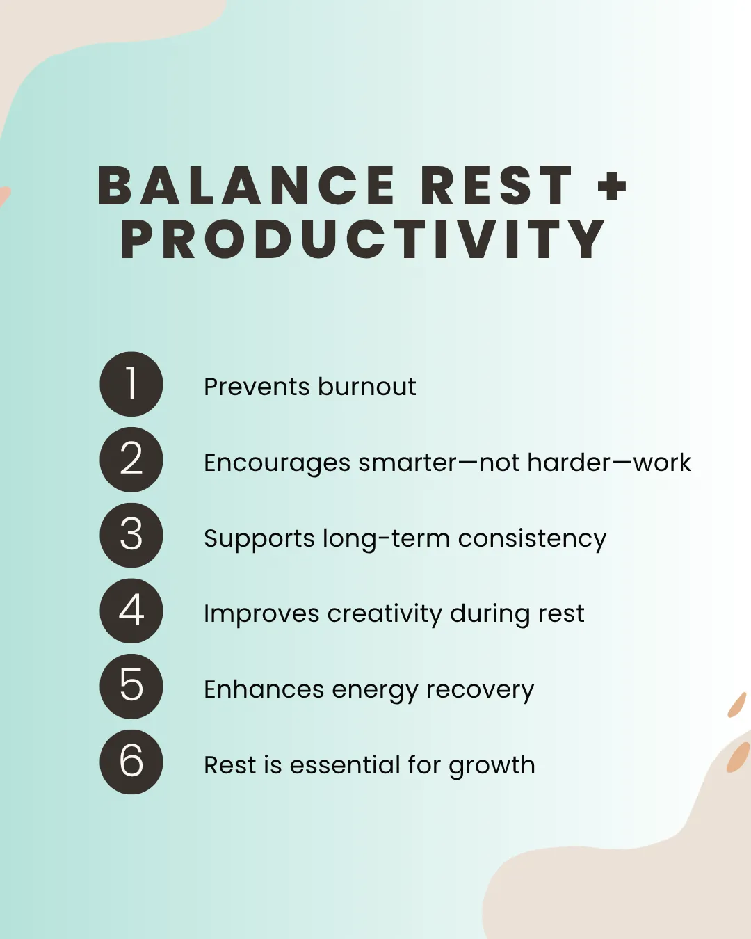Infographic highlighting the benefits of balancing rest and productivity.