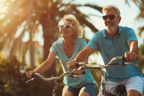 Healthy Couple riding bikes