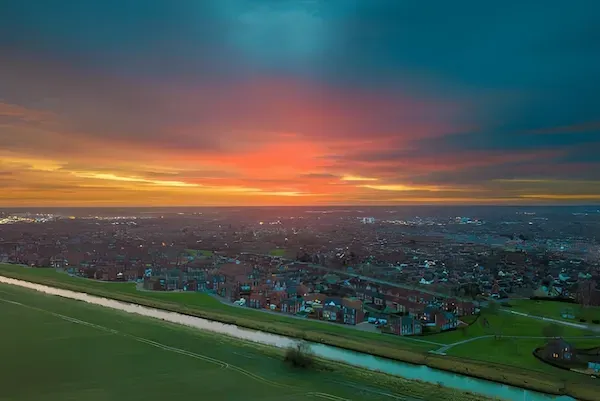 Photo of the whole of Spalding taken from high up in the hills
