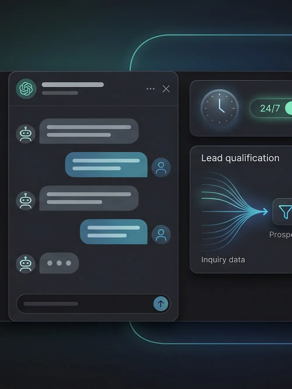 Chatbot interface with lead qualification data
