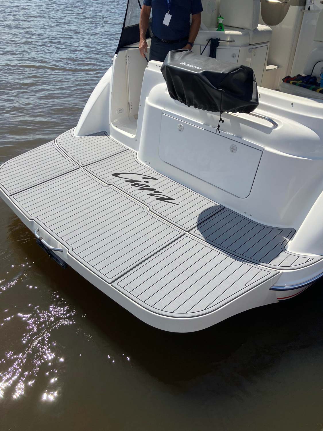 a boat being worked on on a trailer