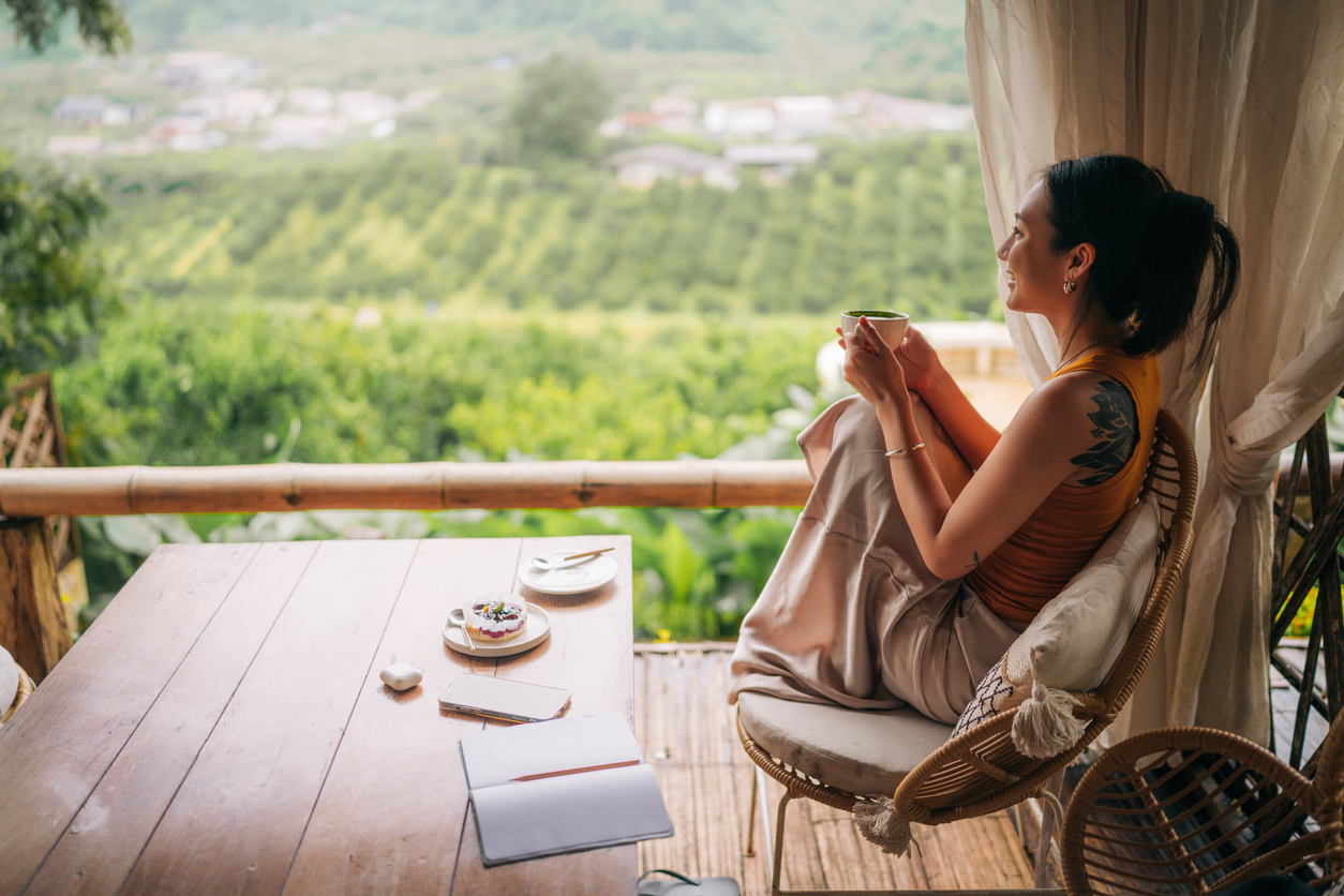 Woman drinking coffee