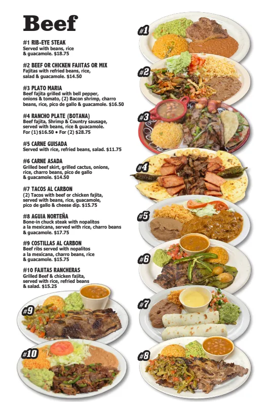 Ay Maria Restaurant | Beef Menu