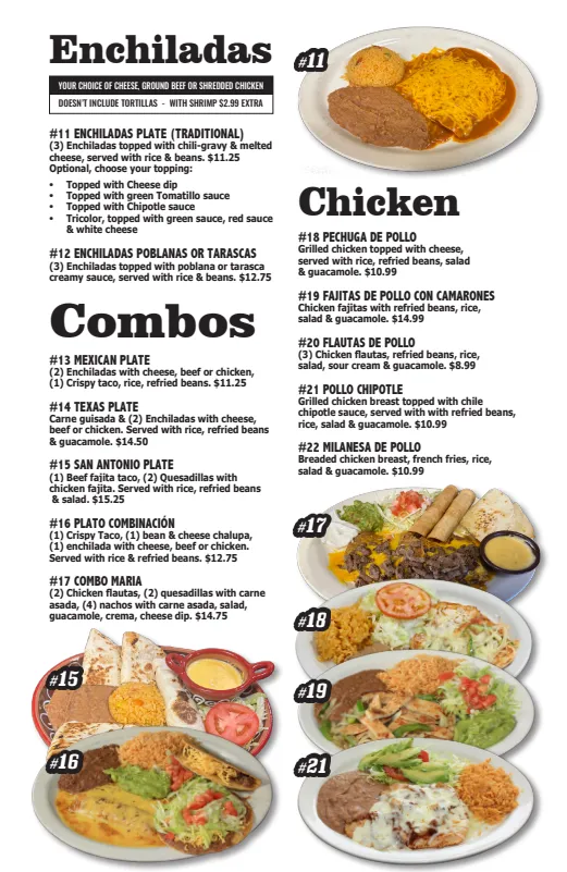 Ay Maria Restaurant | Enchiladas, Chicken, Combos, Menu