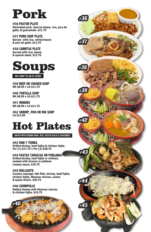 Ay Maria Restaurant | Pork, Soups, Hot Plates Menu