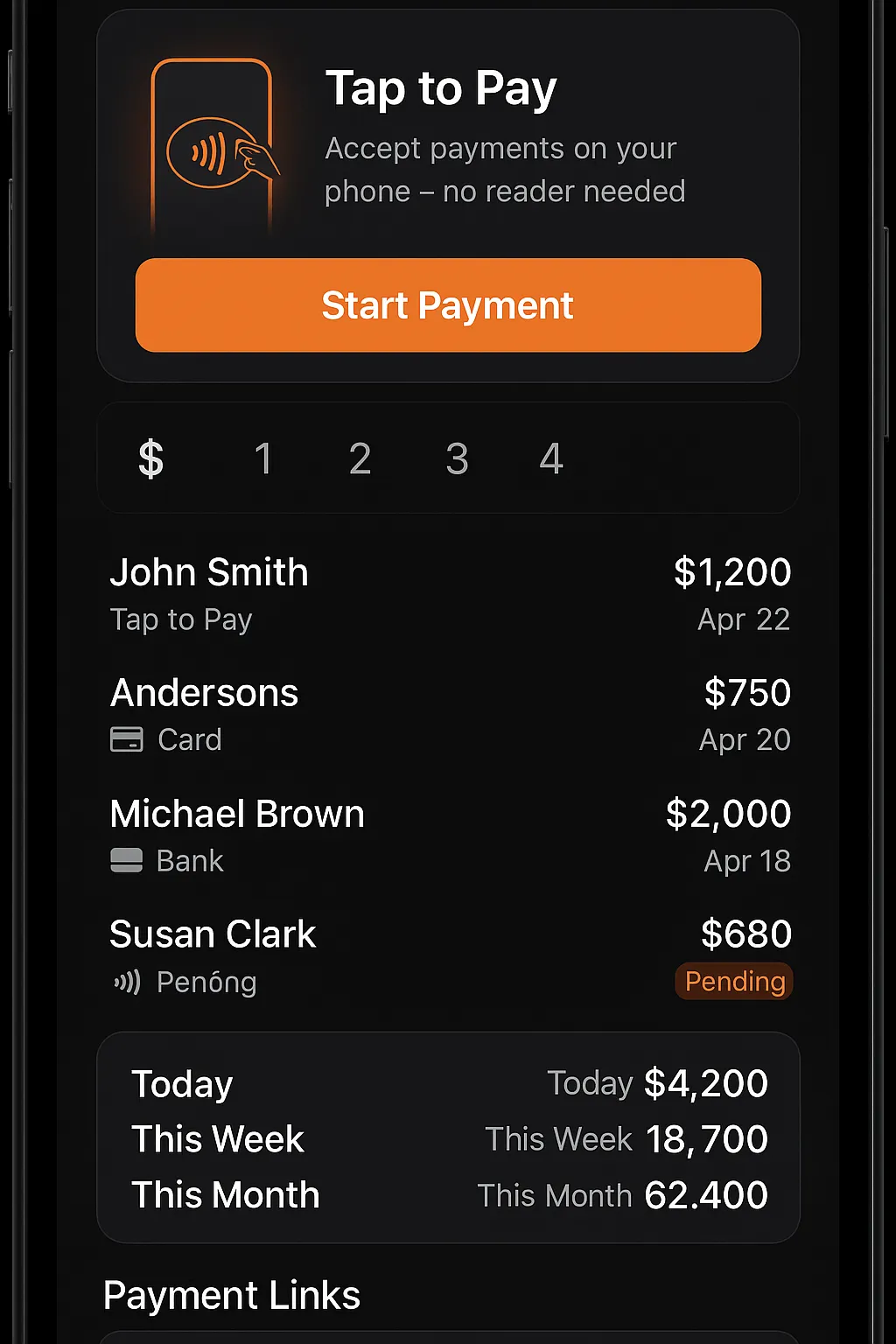 Tap to Pay Mobile App Mockup