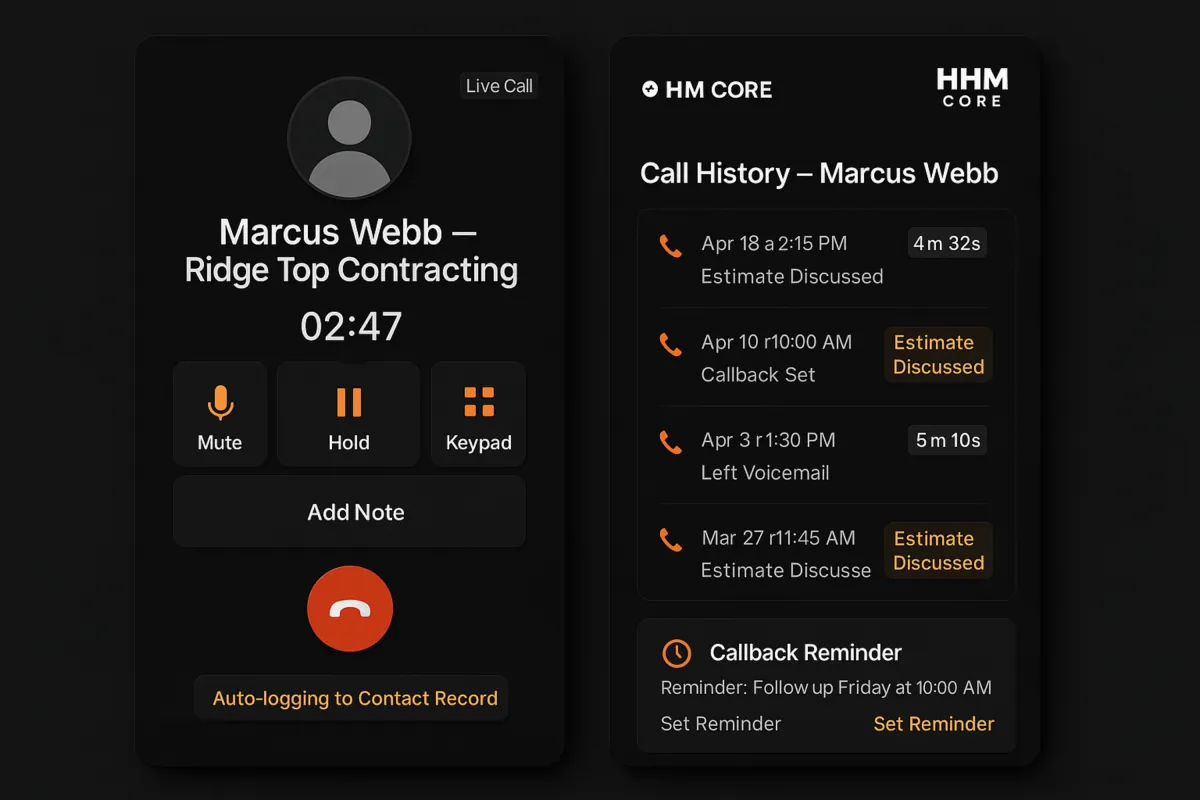 Phone Calls feature interface