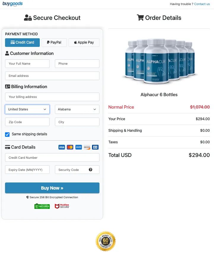 AlphaCur purchase