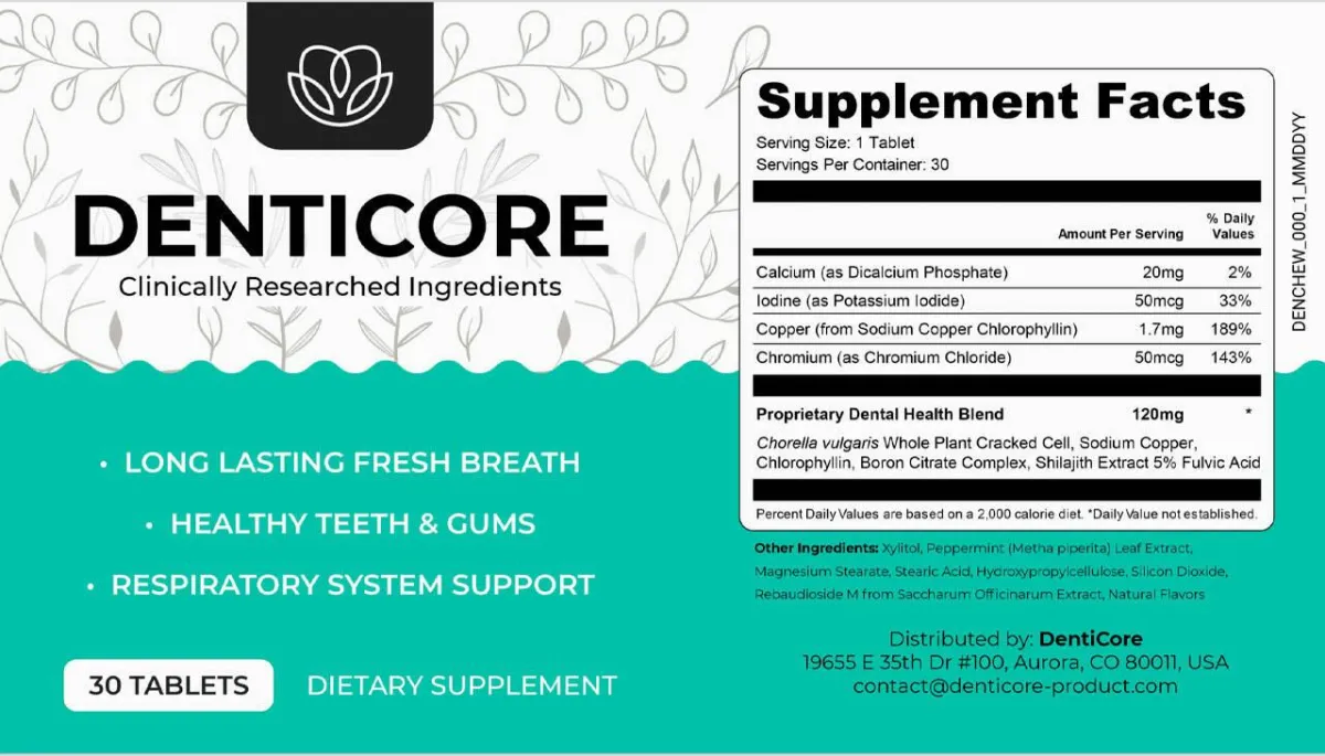 denticore suppliment fact png