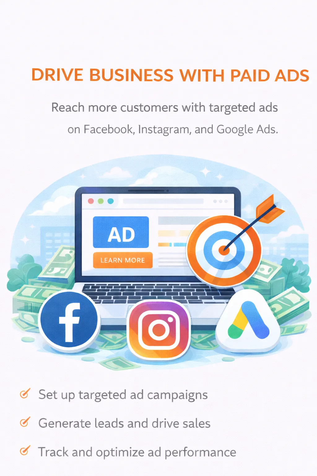Local SEO dashboard with map pins showing business visibility