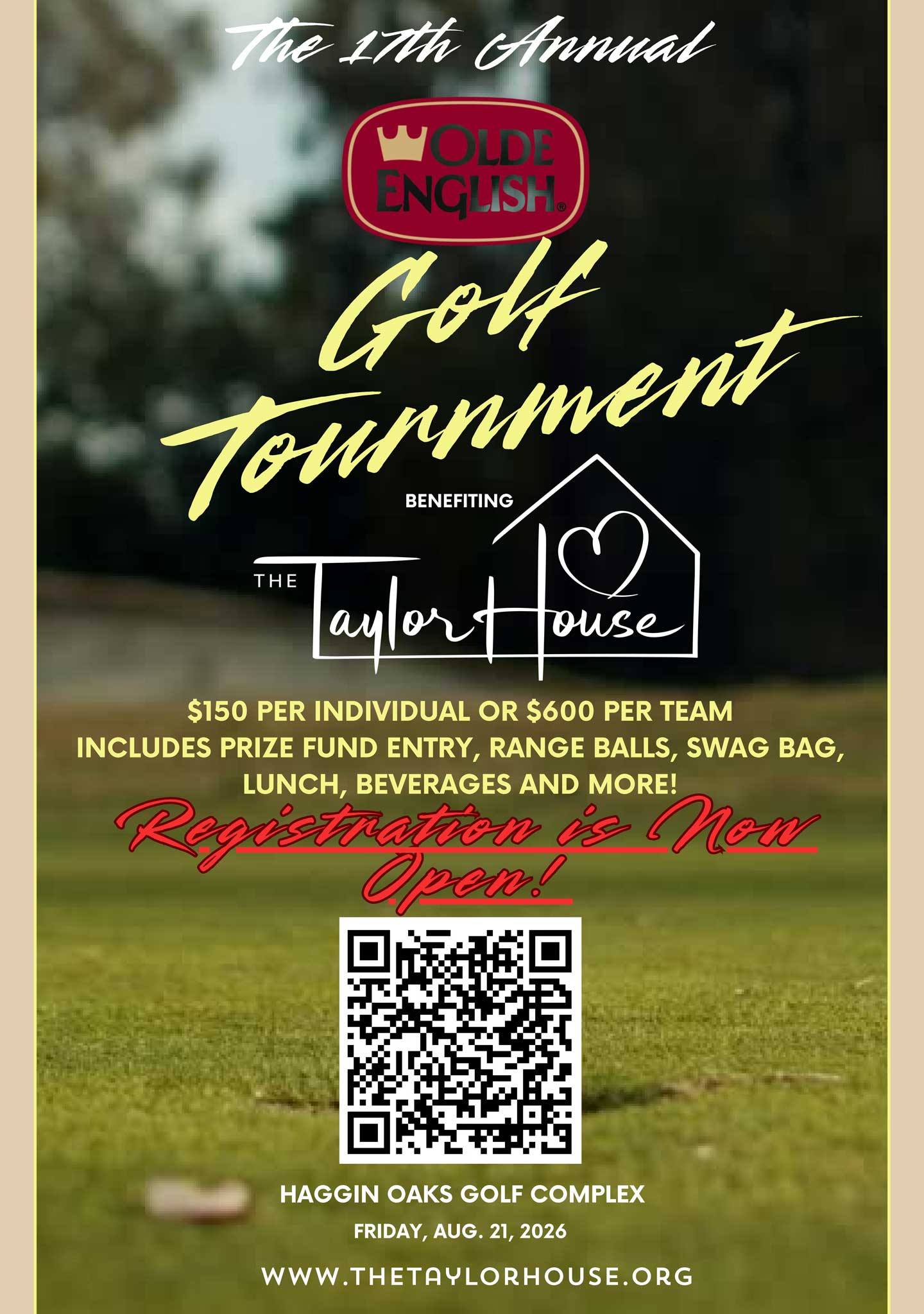 Annual golf tournament registration flyer