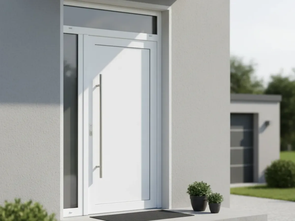 Usa PVC de exterior montata la intrarea unei case din Timisoara, rezistenta si eficienta energetic