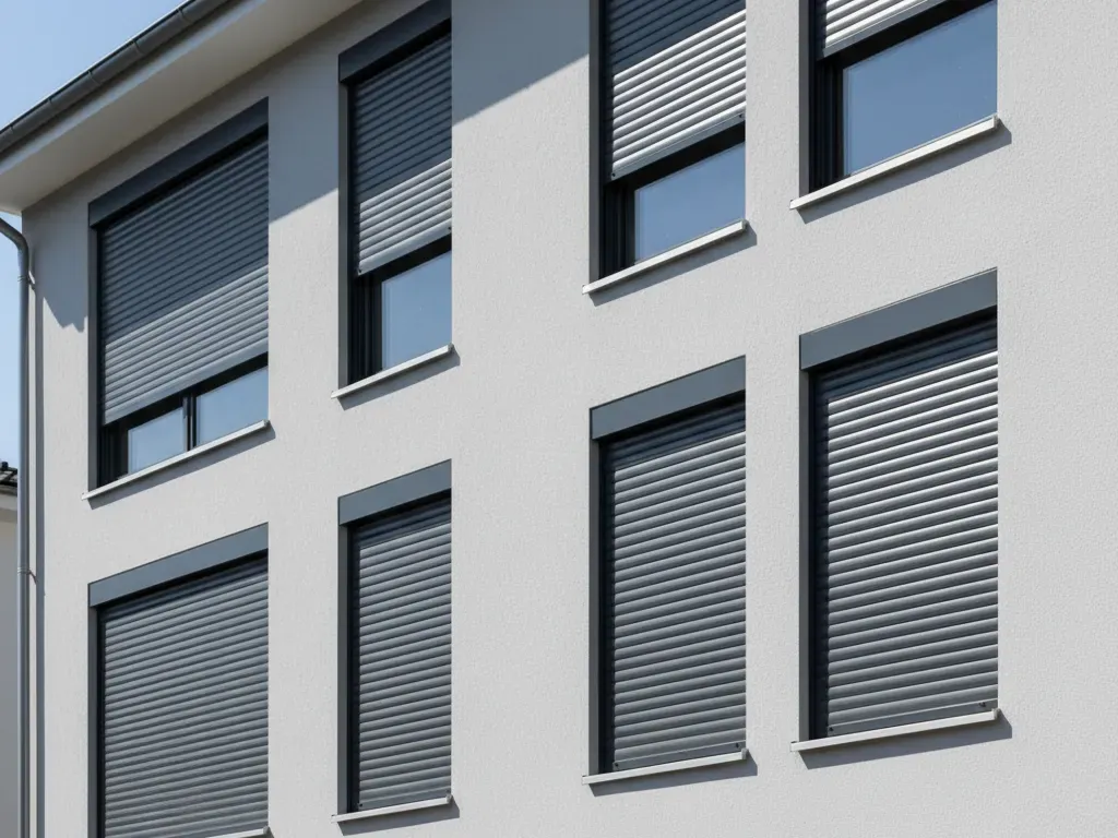 Rulouri exterioare din aluminiu montate pe casa moderna din Timisoara, solutie pentru protectie solara si izolatie