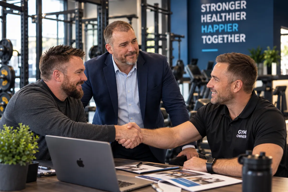 Gym owners celebrating growth with Black Raccoon