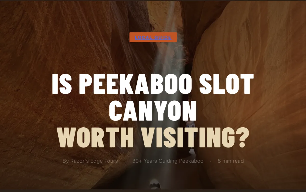 Blog Title with a backround image of a light ray shooting through peekaboo canyons beautiful walls