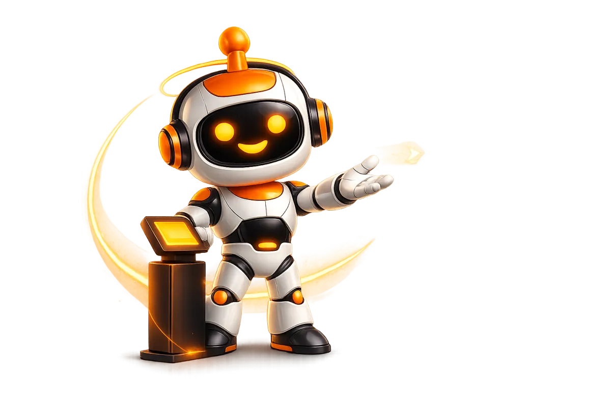 BOOST mascot near a glowing inquiry console capturing fast leads