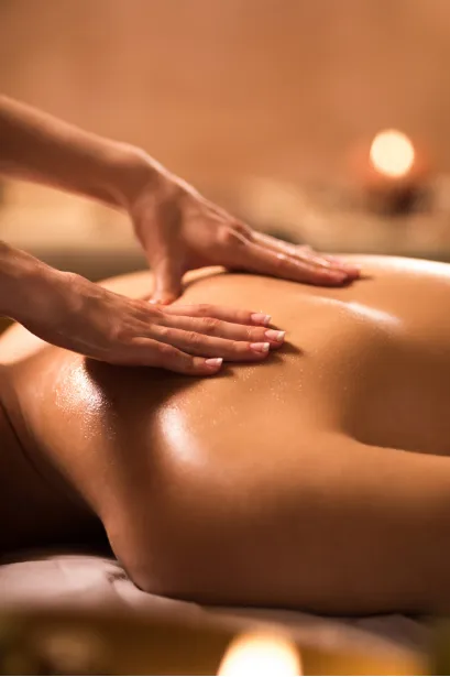 Woman receiving a facial