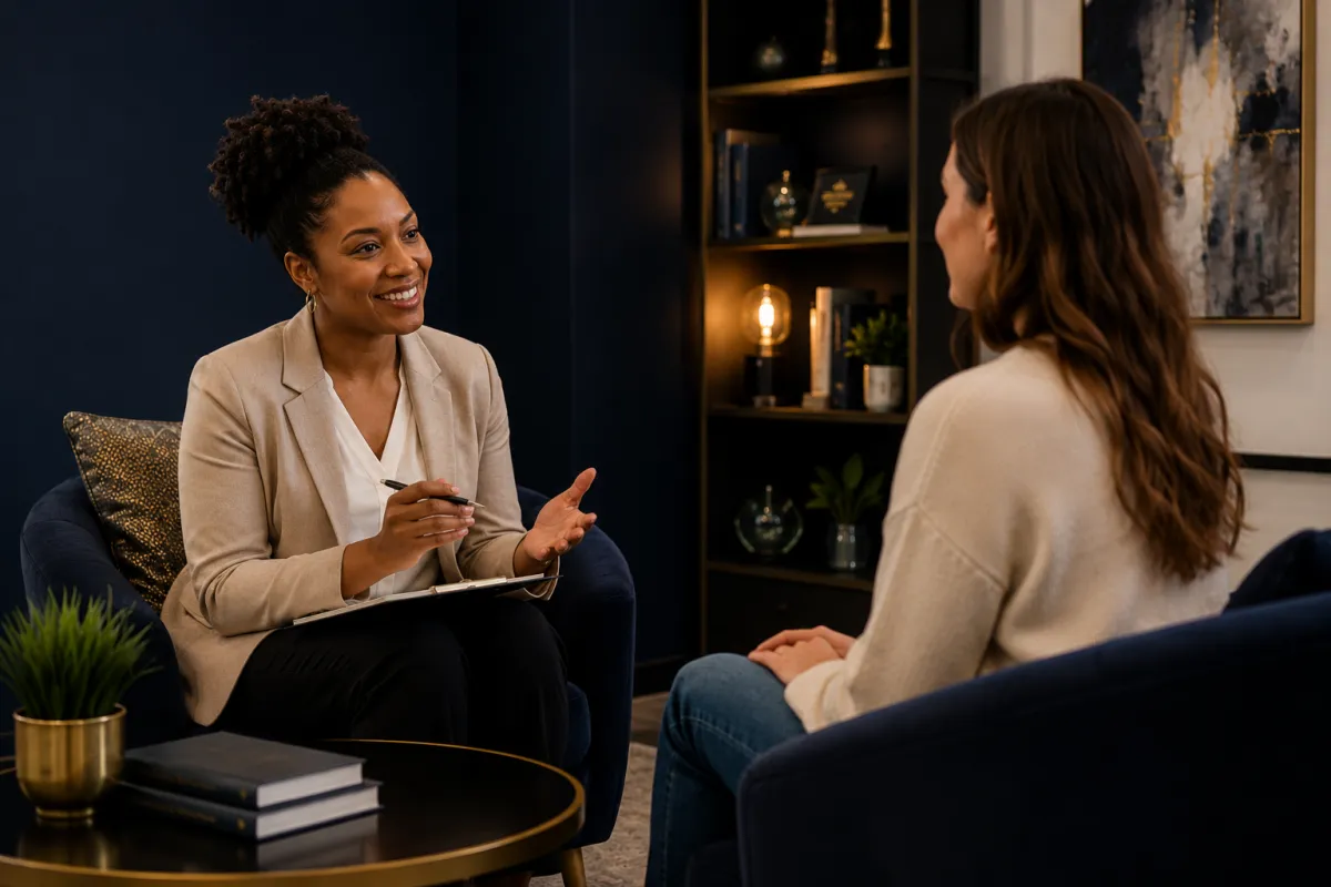 Therapist helping a client develop emotional regulation tools for anger management